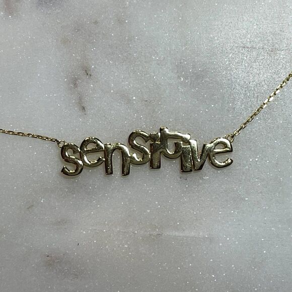 Sensitive "Name Plate" Necklace Gold over Sterling Silver 925 - Picture 2 of 5